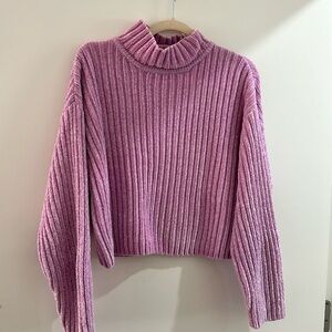 h&m ribbed mock neck cropped sweater